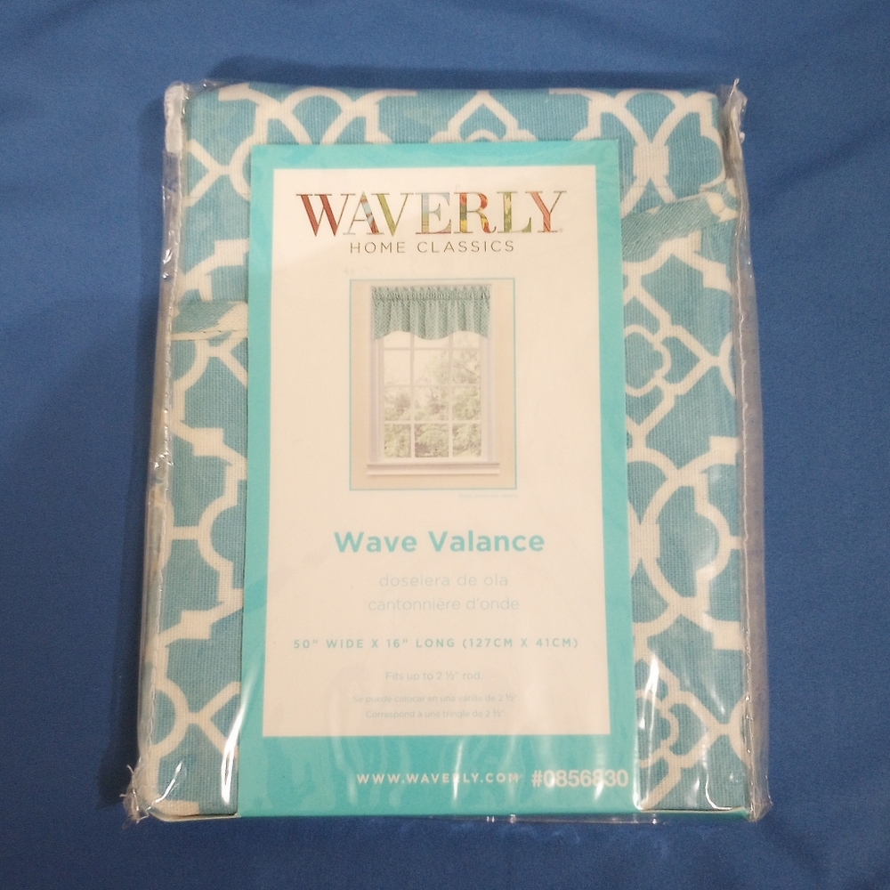 NEW Waverly Lovely Lattice Teal Wave Window Valance 50"W x 16"L
